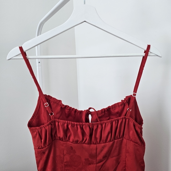 Red Midi Dress with Slit - Picture 4 of 8